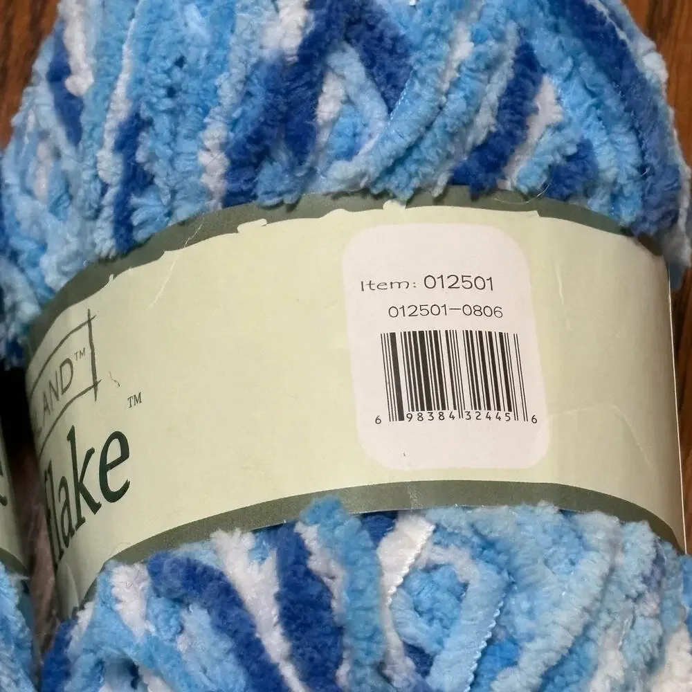 Northland Snowflake 4 Skeins Multi Blue & White Discontinued Chenille Yard New